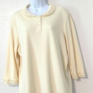 4 FOR $24 Cottage Scalloped Eyelet Dainty Romantic Comfy Casual Spring Basic Top